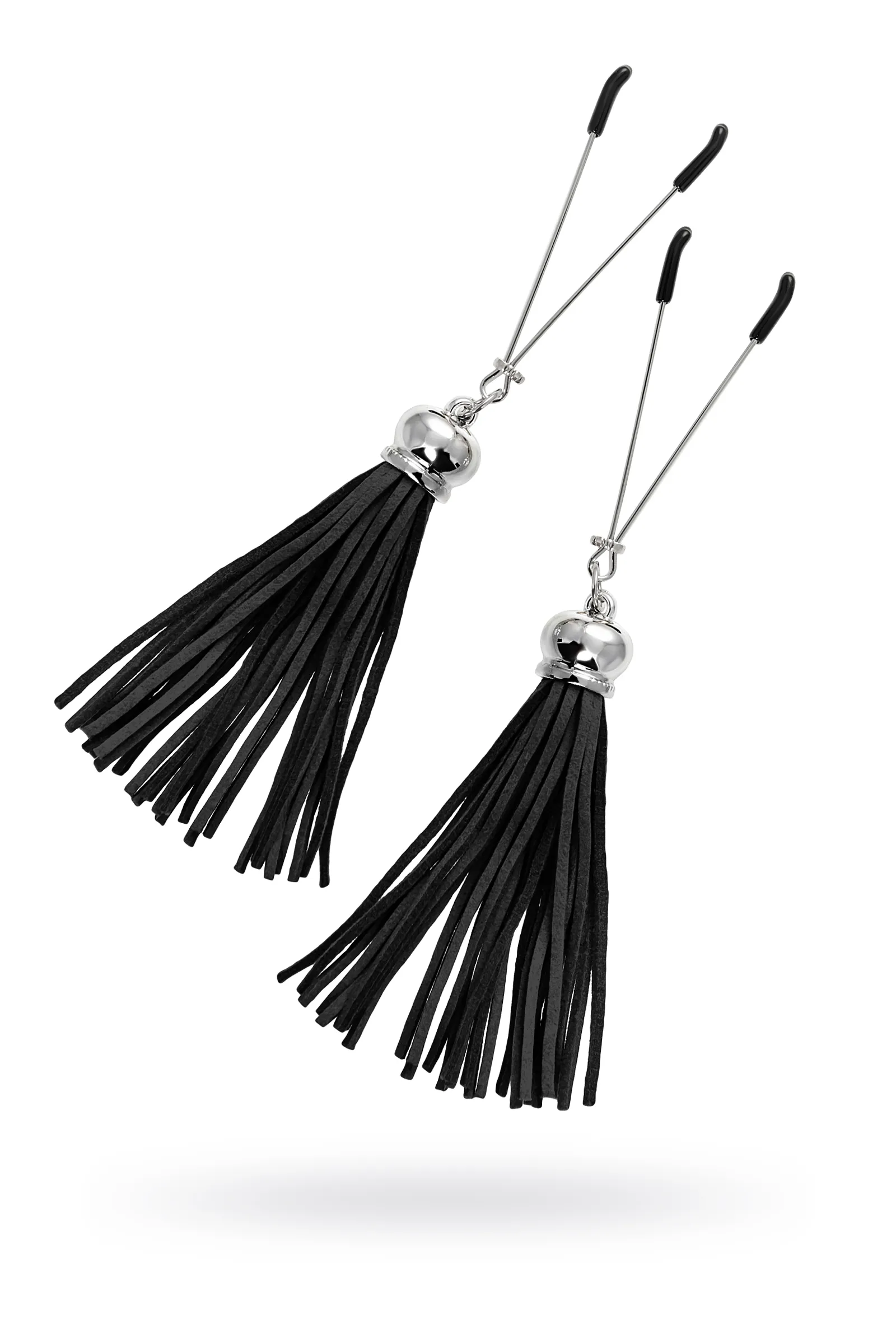 Зажимы на соски «вилки» с кисточками из замши Pecado BDSM ,Черные