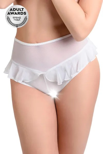 Трусики эротические с высокой посадкой Erolanta Lana (50-52), белые, XXL